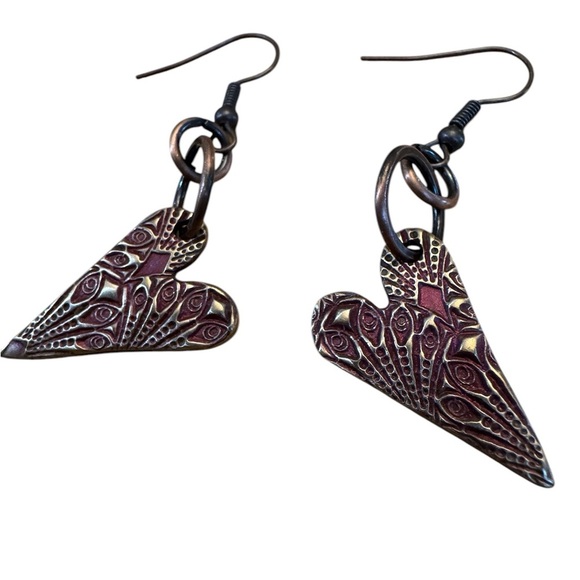 Handmade Jewelry - Red Lightweight heart handmade polymer earrings